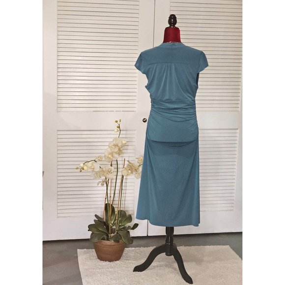 Laundry by Shelli Segal Women's Teal Knee Length Dress Sz 10 1606 - Picture 4 of 8